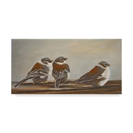 Carol J Rupp 'Chickadees On The Deck' Canvas Art,10x19